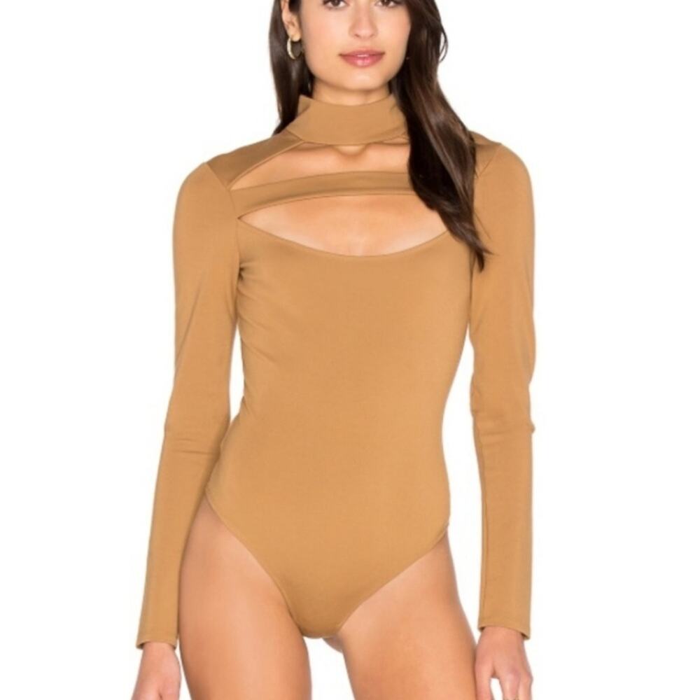 REVOLVE LPA Camel Tan Long Sleeve Bodysuit 79 Neutral Fall Size XS